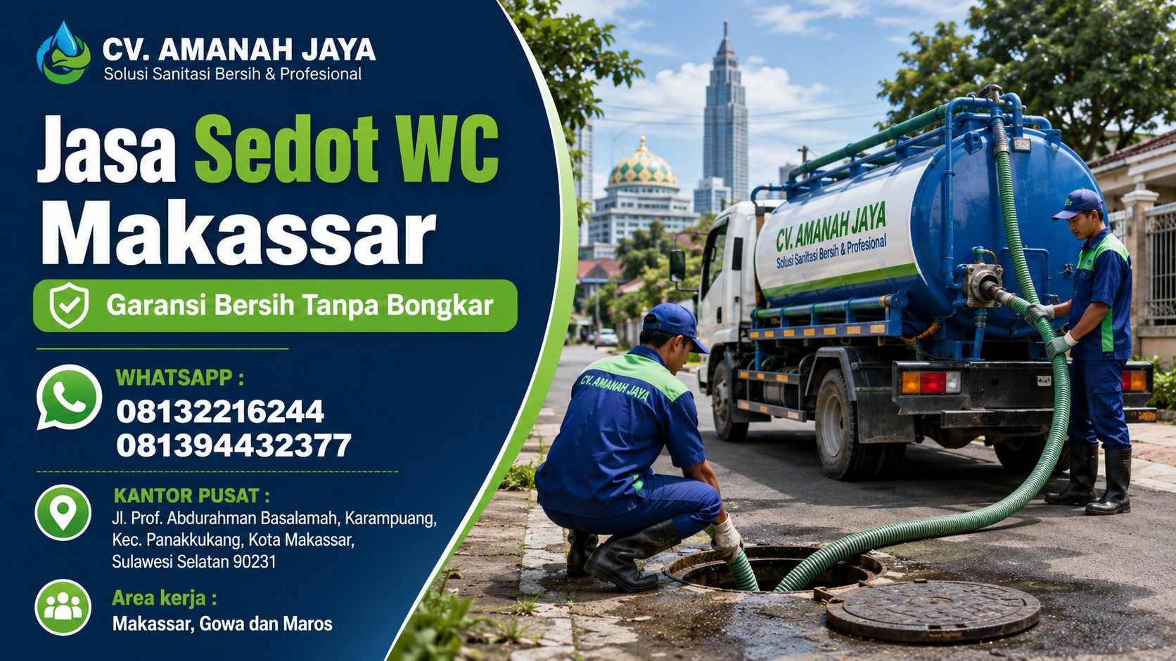 Jasa Sedot WC Makassar Garansi Bersih Tanpa Bongkar